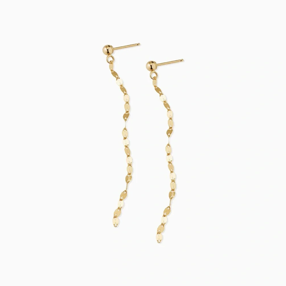 14K Gold Vermeil Elegant Gold duster threader Dangle Earrings - Picture 1 of 3